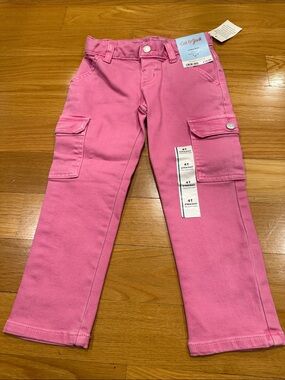 NWT Cat & Jack pink straight mid -rise adjustable waist pants size 4t.